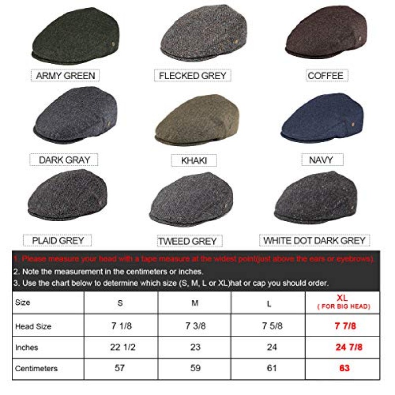 VOBOOM 남성 헤링본 플랫 아이비 뉴스보이 모자 울 블렌드 개츠비 캐비 캡
