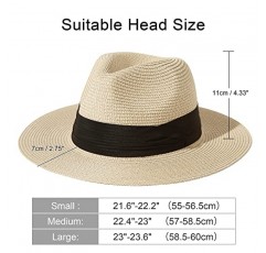 Lanzom 여름 해변 태양 모자 남성용 여성용 접이식 플로피 여행 Packable Staw Hat, Wide Brim Hat