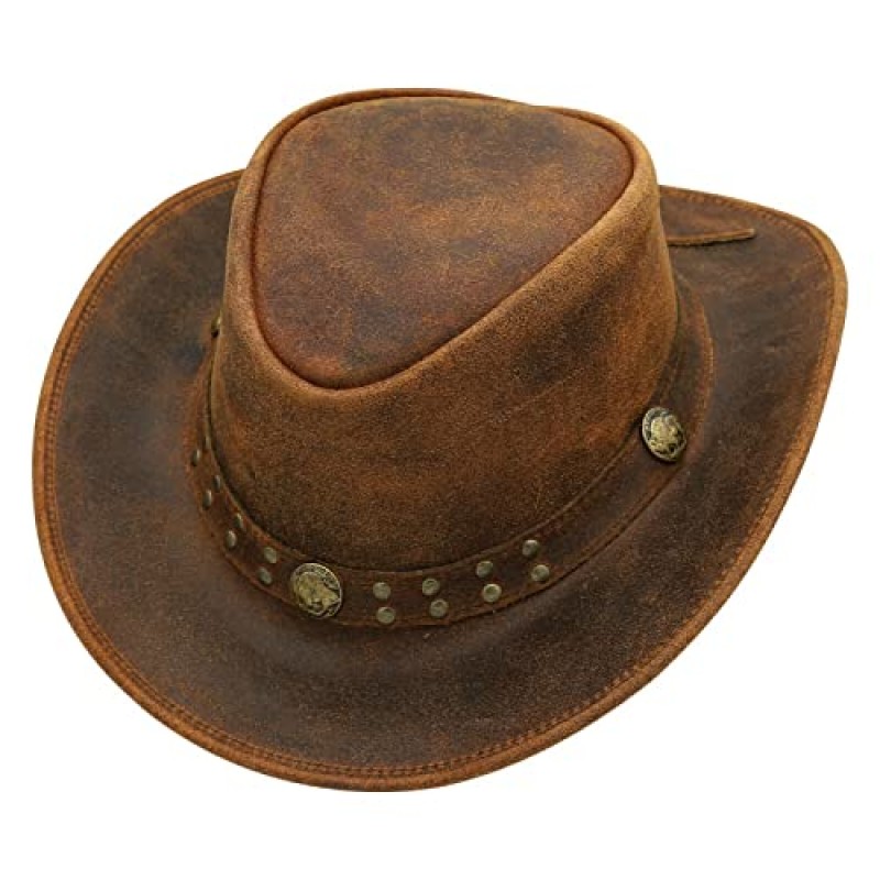 SideWinder 호주 카우보이 가죽 모자 유니섹스 성인 남성과 여성을위한 Shapeable Outback Western Style Wide Brim