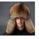남성 겨울 양가죽 푹신한 리얼 모피 폭격기 모자 러시아 Ushanka 모자