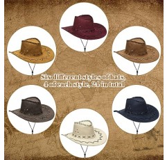 Cindeer 48 Pcs 카우보이 모자와 두건 세트 대량 24 서양 밀짚 스웨이드 모자 24 폴리 에스테르 Bandanas 스카프 코스프레 의상