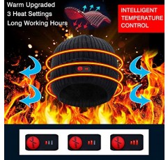 Autocastle 7.4V 가열 모자 남성 여성 배터리 히트 캡 겨울 따뜻한 충전식 전기 배터리 니트 해골 비니, 블랙