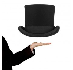 GEMVIE 남성용 울 펠트 무대 매직 성인 의상 긴 탑 모자 6.7인치 하이 블랙
