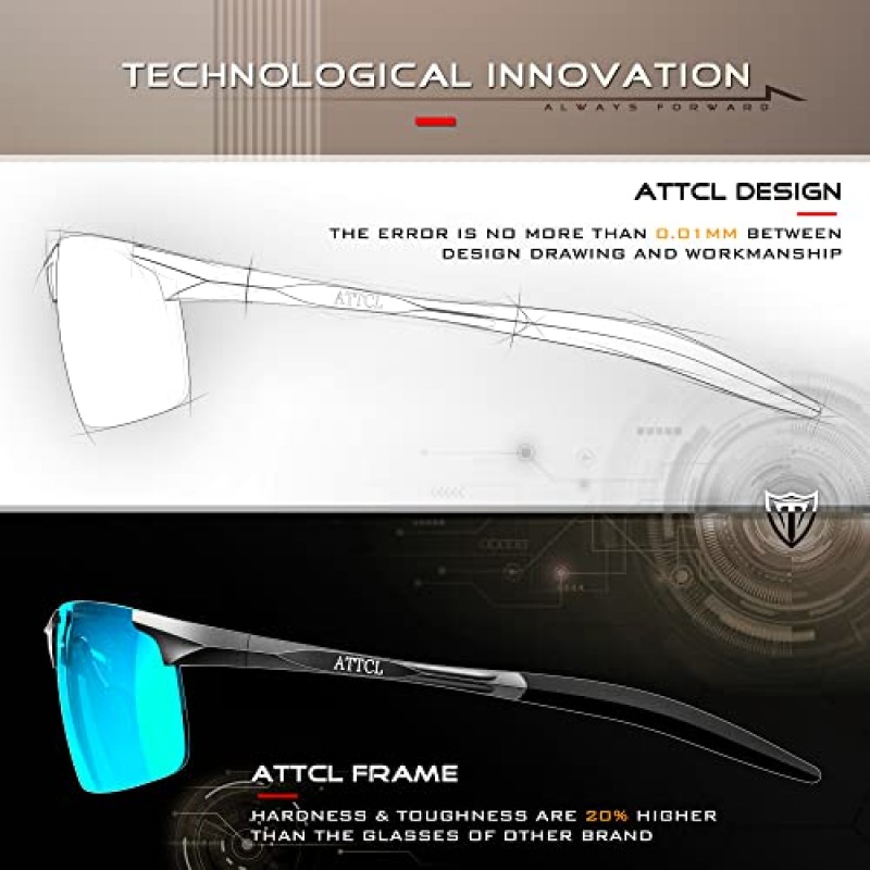 ATTCL 남성용 패션 드라이빙 편광 선글라스 - Al-Mg 금속 초경량 프레임