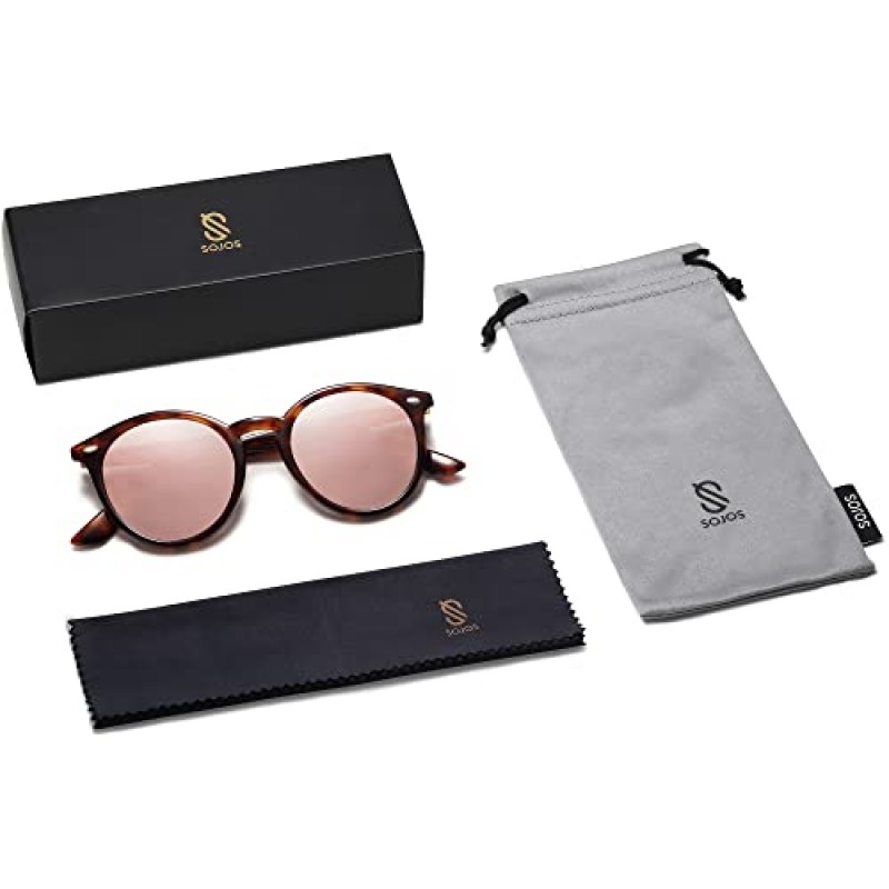 SOJOS 레트로 라운드 편광 선글라스 여성용 남성용 클래식 빈티지 Sunnies SJ2069