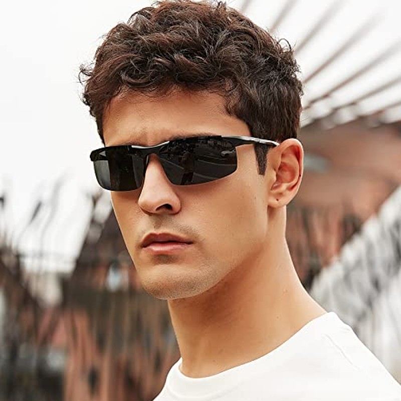 BIRCEN Mens Polarized Carbon Fiber 선글라스 UV 보호 스포츠 낚시 운전 선글라스 남성용 Al-Mg Frame