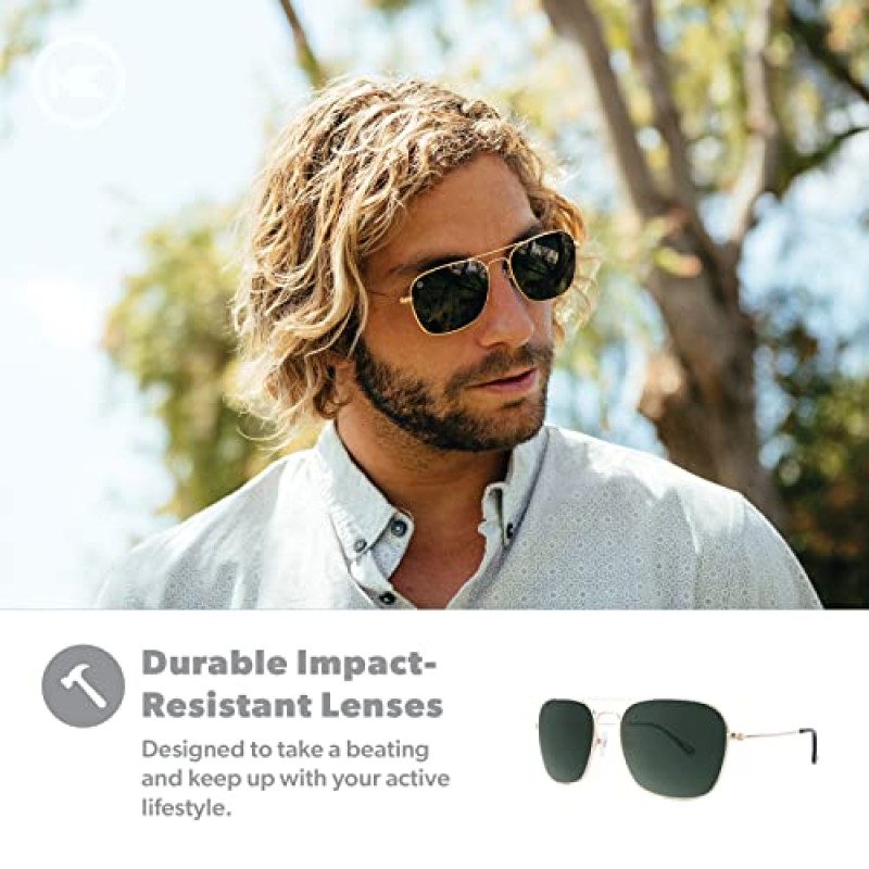 Knockaround Mount Evans 편광 선글라스 - 완전 UV400 보호 기능을 갖춘 사각형 에비에이터 스타일 선글라스