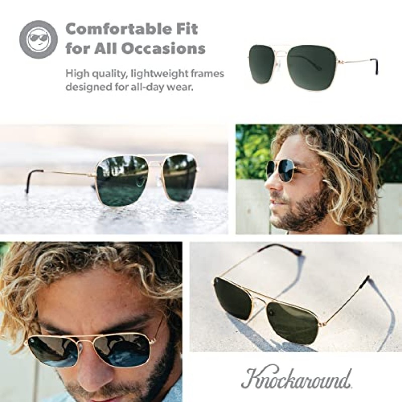 Knockaround Mount Evans 편광 선글라스 - 완전 UV400 보호 기능을 갖춘 사각형 에비에이터 스타일 선글라스