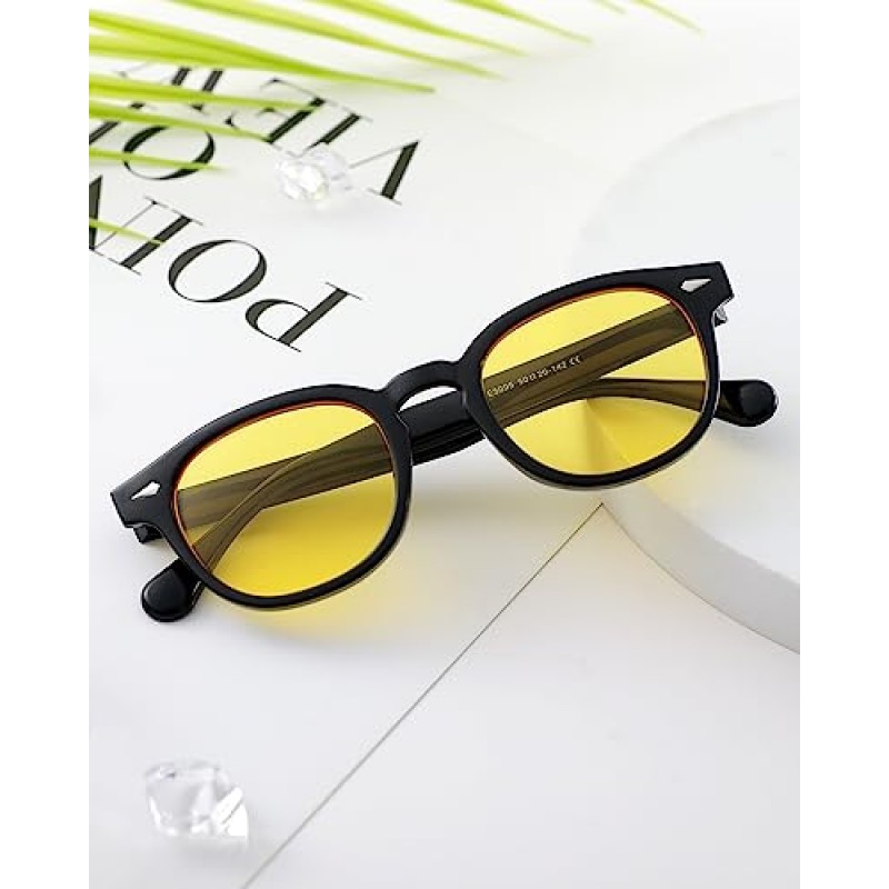 Pro Acme 빈티지 레트로 라운드 선글라스 여성용 남성용 트렌디 틴티드 컬러 UV400 Sun Glasses 55MM