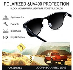 Joopin Polarized Semi Rimless 선글라스 남성 여성, 클래식 하프 프레임 Sun Glasses UV Protection