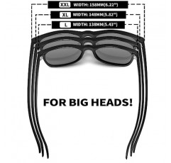MAXJULI 큰 머리 남성용 및 여성용 편광 XL/XXL 선글라스, 자외선 차단 직사각형 선글라스 8806