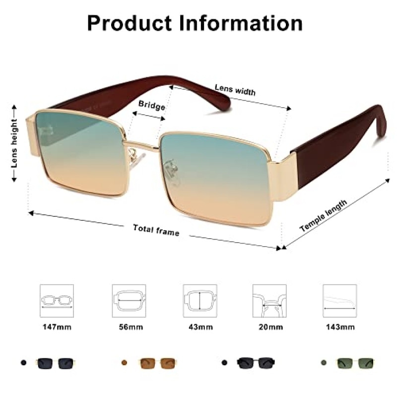 SOJOS 여성용 패션 직사각형 선글라스 남성용 레트로 빈티지 좁은 선글라스 SJ1162
