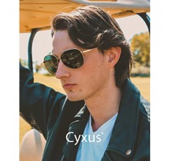 남성 여성을 위한 Cyxus 편광 에비에이터 선글라스 클래식 미러 렌즈 자외선 차단, 엉킴 방지