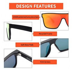 GLINDAR 오버사이즈 사각 편광 선글라스 남성용 여성용, 원피스 재활용 쉴드 쉐이드 UV400 보호