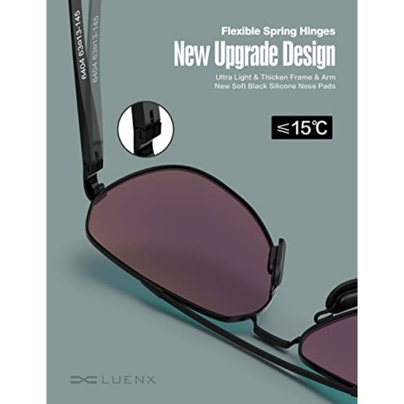 LUENX 에비에이터 선글라스 남성용 여성용 Polarized New Shades 대형 금속 프레임 - UV 400 보호