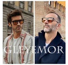 Gleyemor 클래식 스퀘어 선글라스 남성용 빈티지 트렌디 쉐이드 UV400 보호(블랙/오렌지)