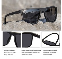 MAXJULI 남성용 편광 선글라스, 스포츠 운전 낚시 라이트 프레임 UV400 Protection Square Sun Glasses 8135