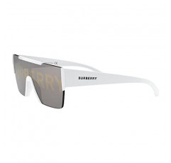 BURBERRY BE 4291 3007/H 흰색 플라스틱 직사각형 선글라스 실버 로고 렌즈