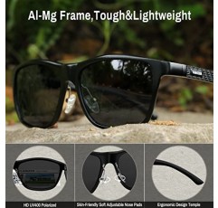 ROCKNIGHT HD 편광 운전 선글라스 UV400 보호 Al-Mg 금속 프레임 경량 야외 캐주얼