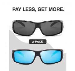 FIMILU 2팩 남성용 여성용 선글라스 오버핏, 편광 UV400 보호 랩 선글라스