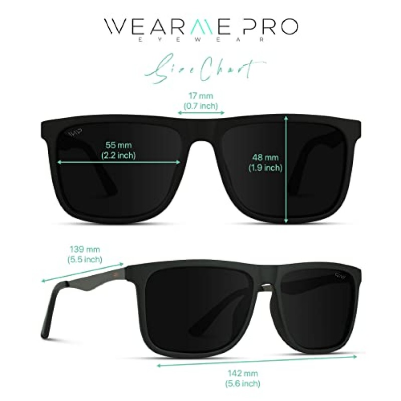 WearMe Pro 편광 플랫 탑 스퀘어 남성용 선글라스