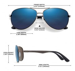 ZENOTTIC 남성용 편광 에비에이터 선글라스 미러 렌즈 UV 보호 기능이 있는 탄소 섬유 템플 파일럿 선글라스