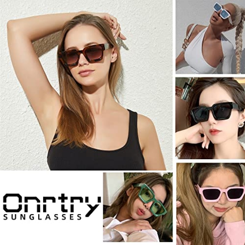 작은 얼굴 여성용 Onrtry 직사각형 선글라스 남성용 레트로 스퀘어 두꺼운 프레임 Sun Glasses Shades