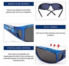 LVIOE 오버 안경 선글라스 남성용 편광 선글라스를 감싸는 여성용 UV 차단 기능이 있는 처방 안경 위에 적합