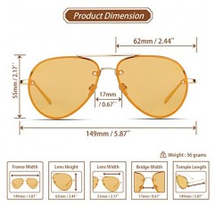 Xpectrum 클래식 더블 브리지 메탈 에비에이터 선글라스 여성용 남성용 트렌디 레트로 UV400 무테 선글라스