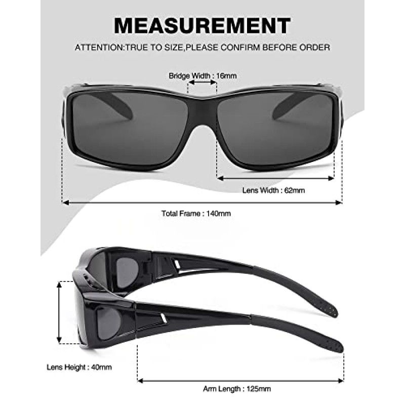 FIMILU 2팩 남성용 여성용 선글라스 오버핏, 편광 UV400 보호 랩 선글라스
