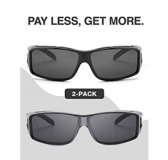 FIMILU 2팩 남성용 여성용 선글라스 오버핏, 편광 UV400 보호 랩 선글라스