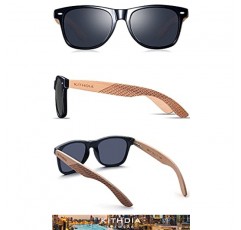 Kithdia 편광 렌즈가 장착된 남성 및 여성용 핸드메이드 대나무 목재 선글라스 - 목재 선글라스 S7061