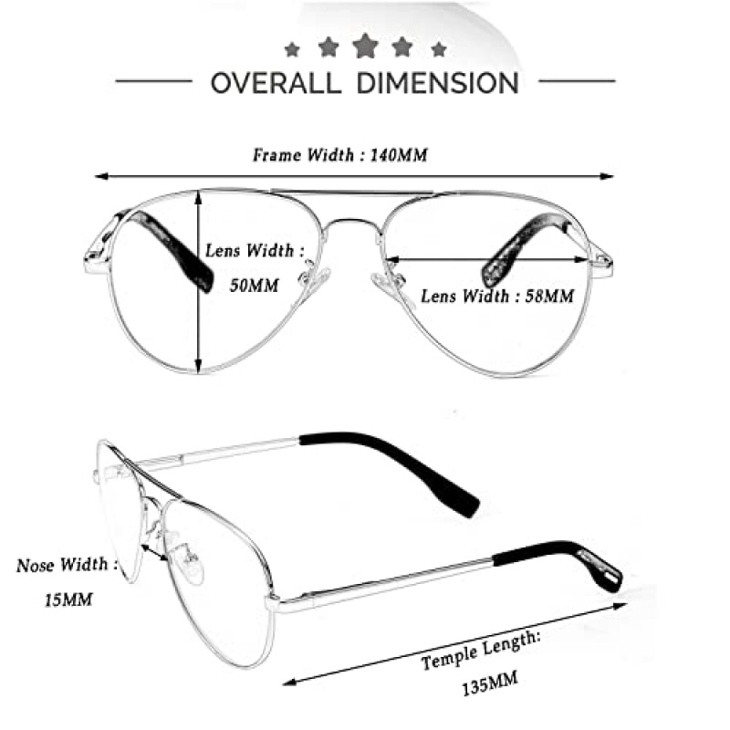 Kursan 여성용 편광 선글라스 남성용 클래식 금속 프레임 미러 렌즈 선글라스 100% UV 400 Protection - 58MM