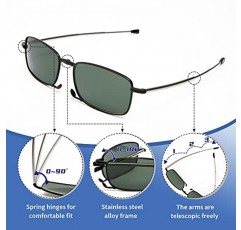 Riwissipa 접이식 선글라스, 휴대용 케이스가 포함된 남녀공용 안경 프레임용 접이식 편광 스프링 힌지 선글라스