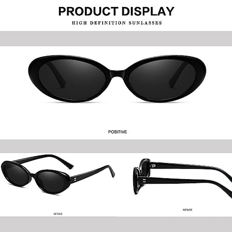 Onrtry 여성용 빈티지 타원형 선글라스 남성용 90s 선글라스 좁은 안경 UV400 보호 2 팩
