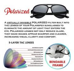 PolarSpex 아동용 선글라스 - 구부릴 수 있는 편광 에비에이터 선글라스 - BPA 프리 - 3-7세