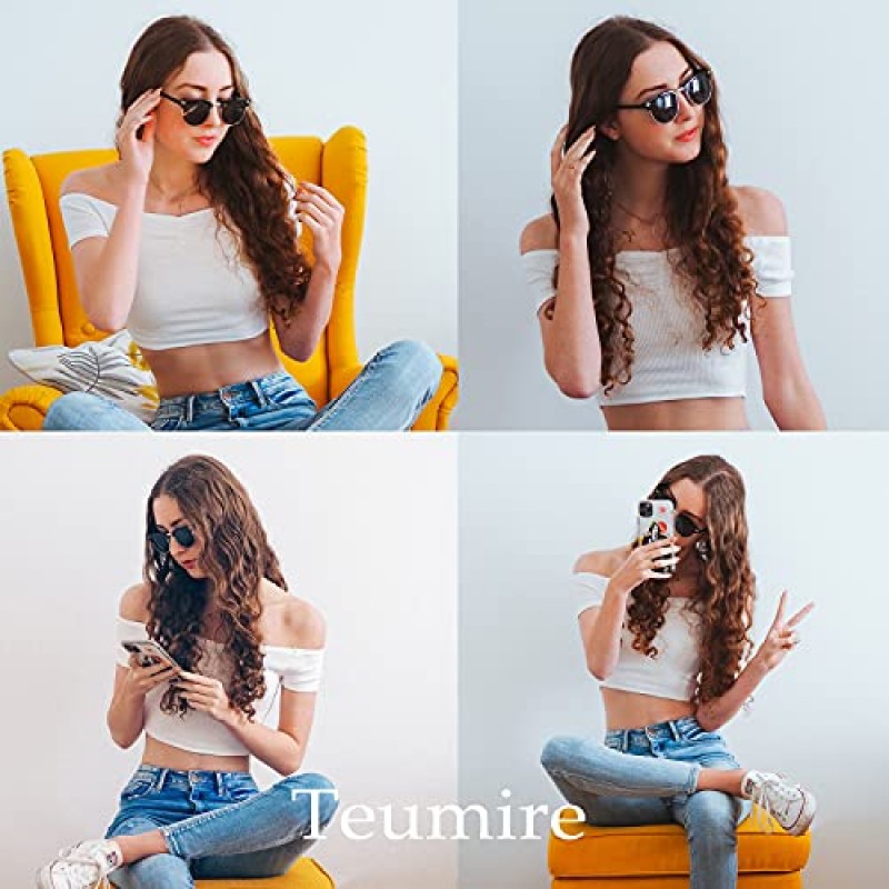 Teumire Retro Semi-Rimless 편광 선글라스 남성용 여성용 선글라스 100% UV 차단