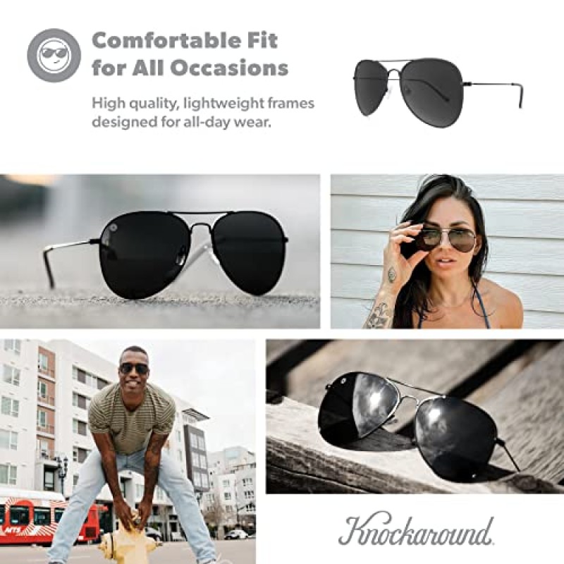 Knockaround Mile Highs 편광 선글라스 - 완전 UV400 보호 및 충격 방지 렌즈가 장착된 비행사 선글라스