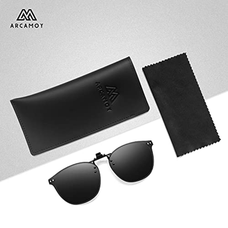 처방 안경 위의 선글라스에 ARCAMOY 클립 Polarized Anti Glare 남성 여성용 자외선 차단 안경 뒤집기