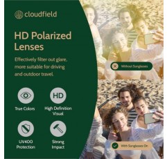 9겹 편광 렌즈와 이중 UV 차단 코팅이 적용된 남성용 및 여성용 cloudfield 우드 프레임 선글라스