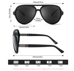 2020 남성용 VentiVenti Aviator 선글라스 편광 렌즈 플라스틱 경량 더블 브리지 프레임 운전용 자외선 차단 매트 블랙 프레임/스모크 렌즈