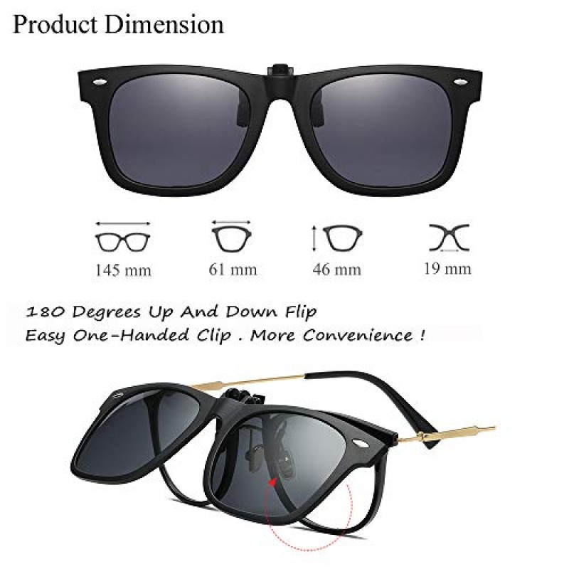 매직 몬스터 편광 클립온 선글라스 처방 안경용 플립 업 기능이 있는 남녀공용 눈부심 방지 운전 선글라스