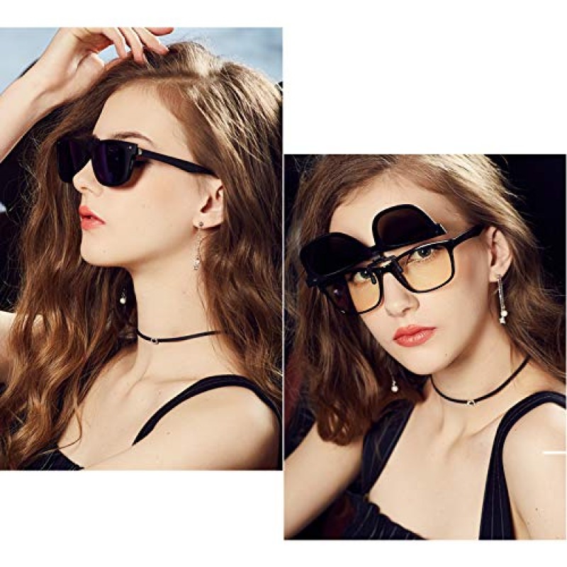 매직 몬스터 편광 클립온 선글라스 처방 안경용 플립 업 기능이 있는 남녀공용 눈부심 방지 운전 선글라스