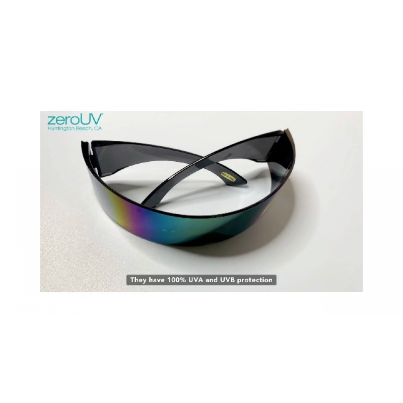 zeroUV 80년대 미래 지향적인 사이클롭스 사이버펑크 바이저 선글라스, 반투명 미러 렌즈