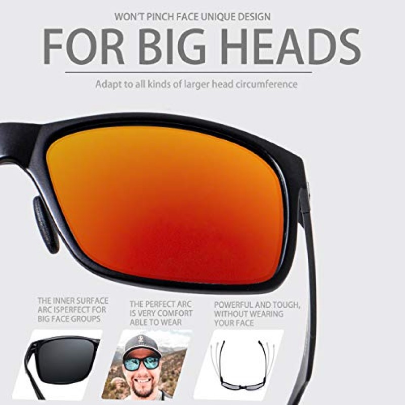 MAXJULI 큰 머리 남성용 편광 선글라스(FIT M/L, NOT FIT XXL),초경량 및 얇은 8105