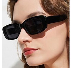 Teumire 여성용 레트로 직사각형 선글라스 남성용 작은 사각형 프레임 선글라스 2 팩