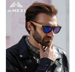 남성 및 여성을 위한 어두운 편광 렌즈가 있는 AMEXI 우드 선글라스 | 100% UVA/UVB 광선 차단