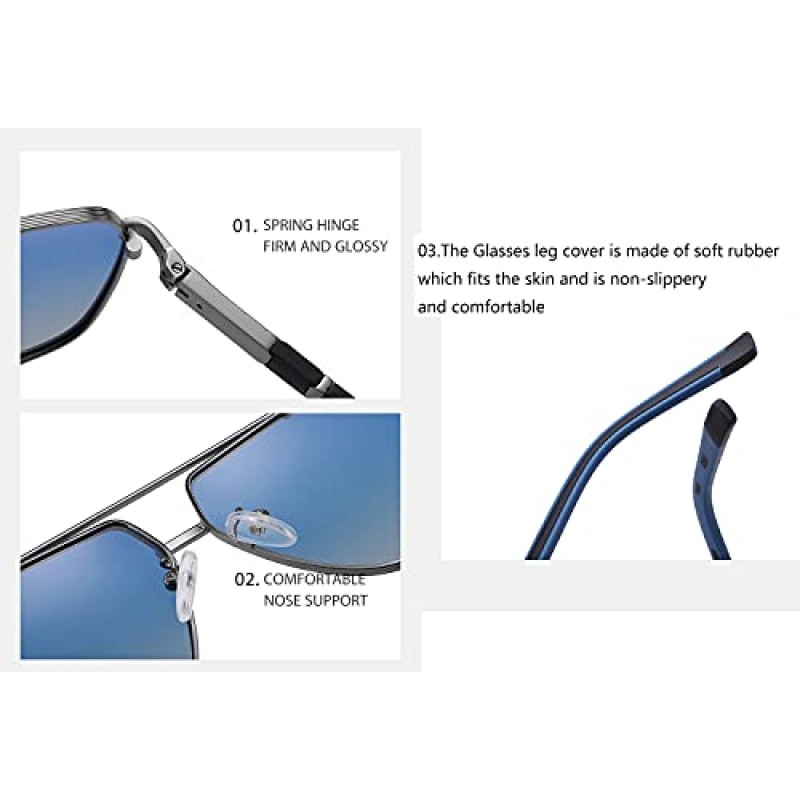 Haigfore 편광 선글라스 UV 보호 기능을 제공하는 남성용 클래식 패션 대형 프레임