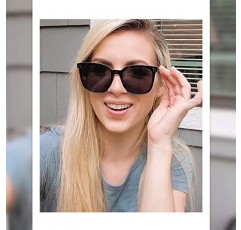 SUNGAIT 빈티지 오버 사이즈 스퀘어 선글라스 여성용 남성용, 레트로 라운드 편광 선글라스 대형 프레임 UV400 Sun Glasses