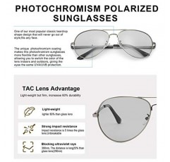 SODQW 남성용 편광 변색 선글라스, 에비에이터 스포츠 드라이빙 선글라스, 대형 금속 프레임이 있는 UV 400 보호